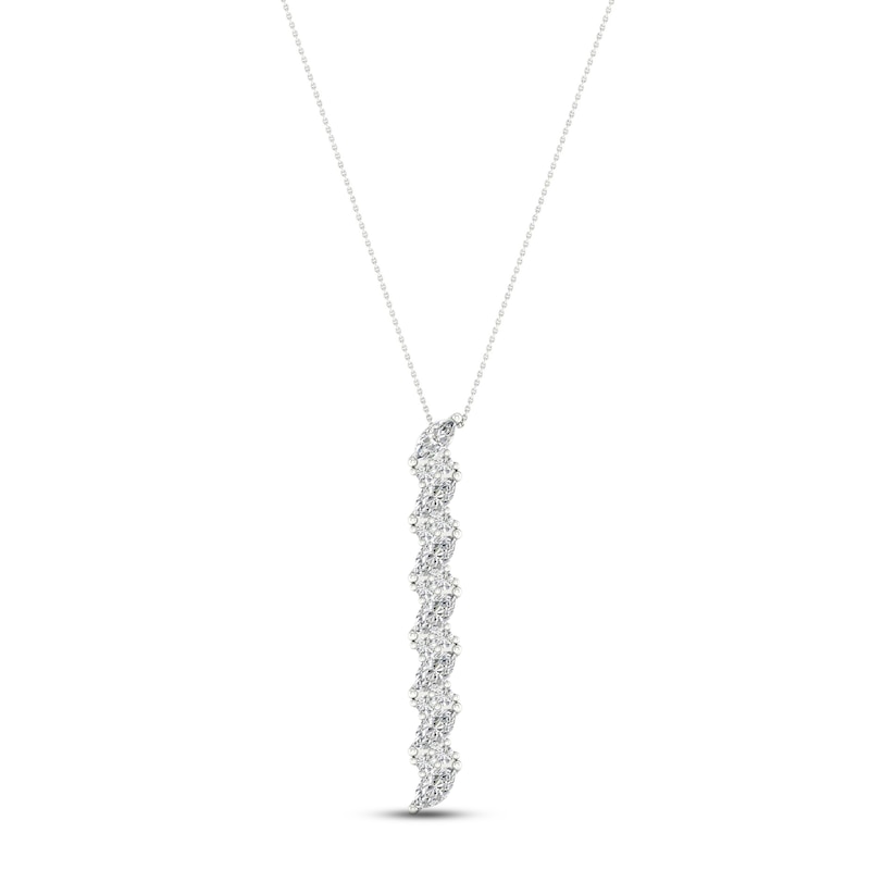 Diamond Drop Necklace 1-1/3 ct tw Marquise & Round-cut White Gold Plated 18"