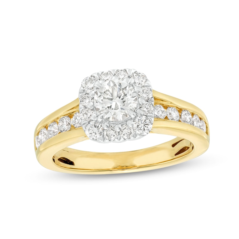 Diamond Engagement Ring 1-3/8 ct tw Round-cut Yellow Gold Plated
