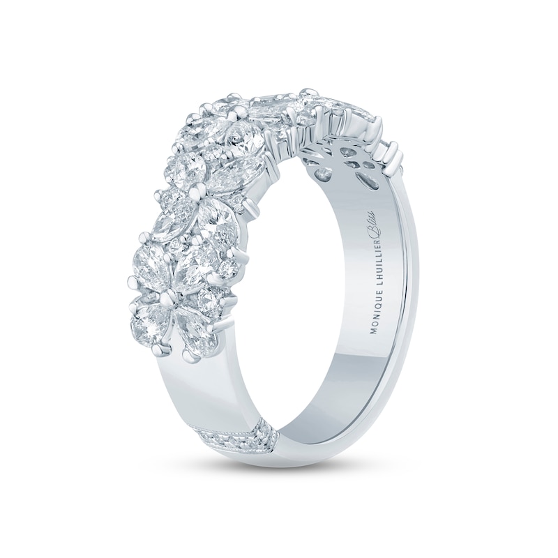 Monique Lhuillier Bliss Diamond Anniversary Ring 1-1/2 ct tw Pear, Marquise & Round-cut White Gold Plated