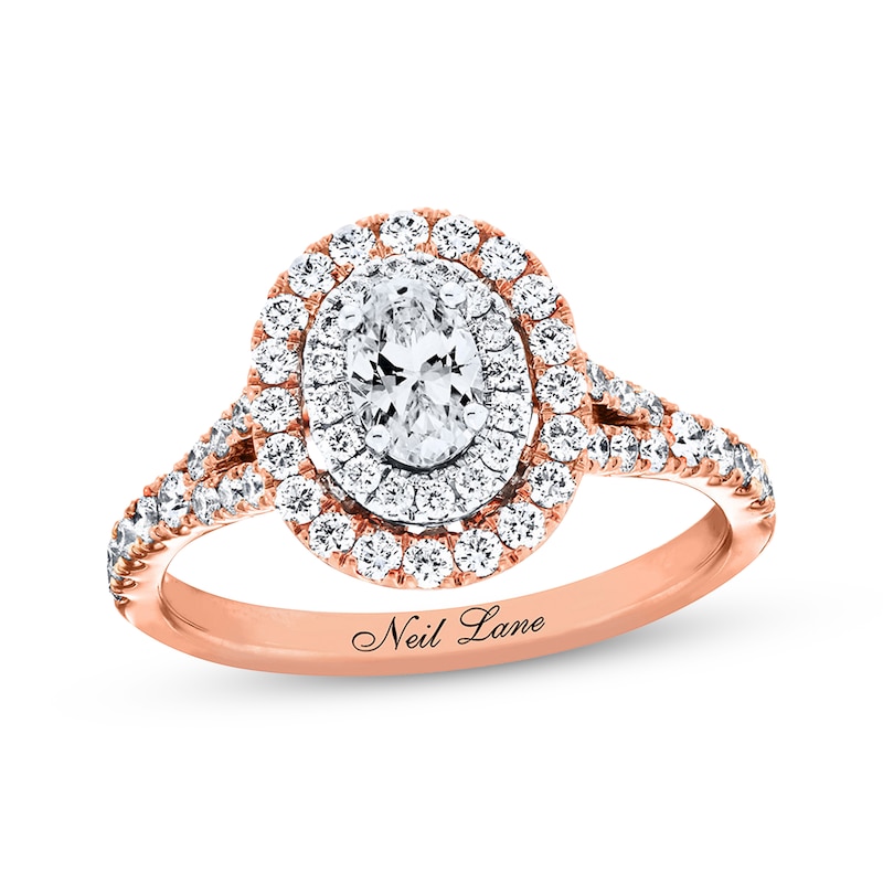 Neil Lane Engagement Ring 1 ct tw Oval & Round-cut Diamonds Two-Tone Gold Plated