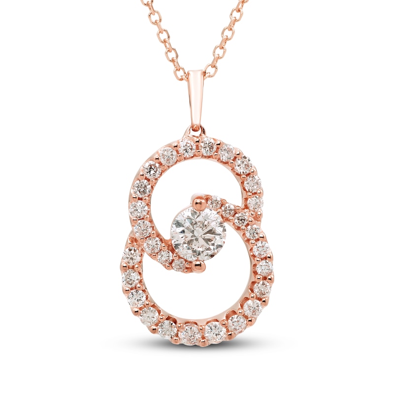 Encircled by Love Diamond Necklace 1 ct tw Round-cut Rose Gold Plated 18"