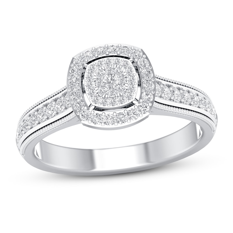 Diamond Engagement Ring 1/3 ct tw Round-cut White Gold Plated