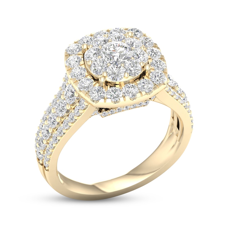 Multi-Diamond Engagement Ring 2 ct tw Round-cut Yellow Gold Plated