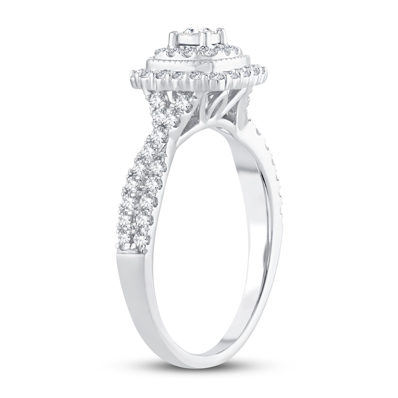 Diamond Engagement Ring 1/2 ct tw Round-cut White Gold Plated