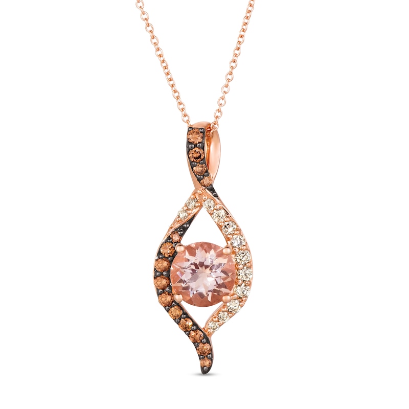 Le Vian Peach Morganite Necklace 5/8 ct tw Diamonds Strawberry Gold Plated