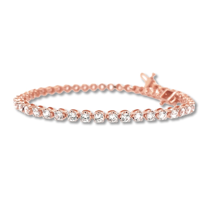 Diamond Tennis Bracelet 3 ct tw Round-cut Rose Gold Plated 7"