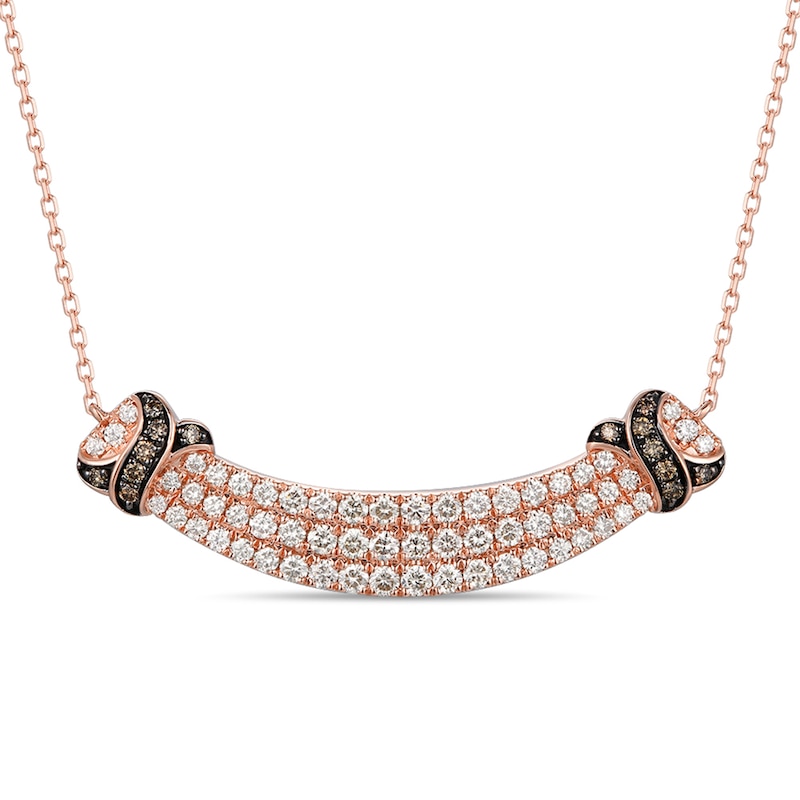 Le Vian Diamond Necklace 1 ct tw Round-cut Strawberry Gold Plated 18"