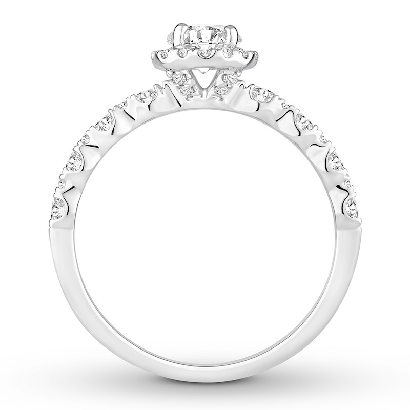 Diamond Engagement Ring 7/8 ct tw Round-cut White Gold Plated