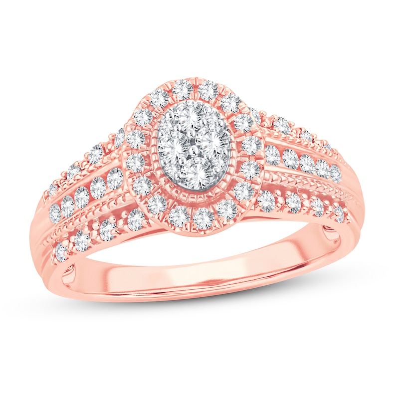 Multi-Stone Diamond Engagement Ring 1/2 ct tw Round-cut Rose Gold Plated