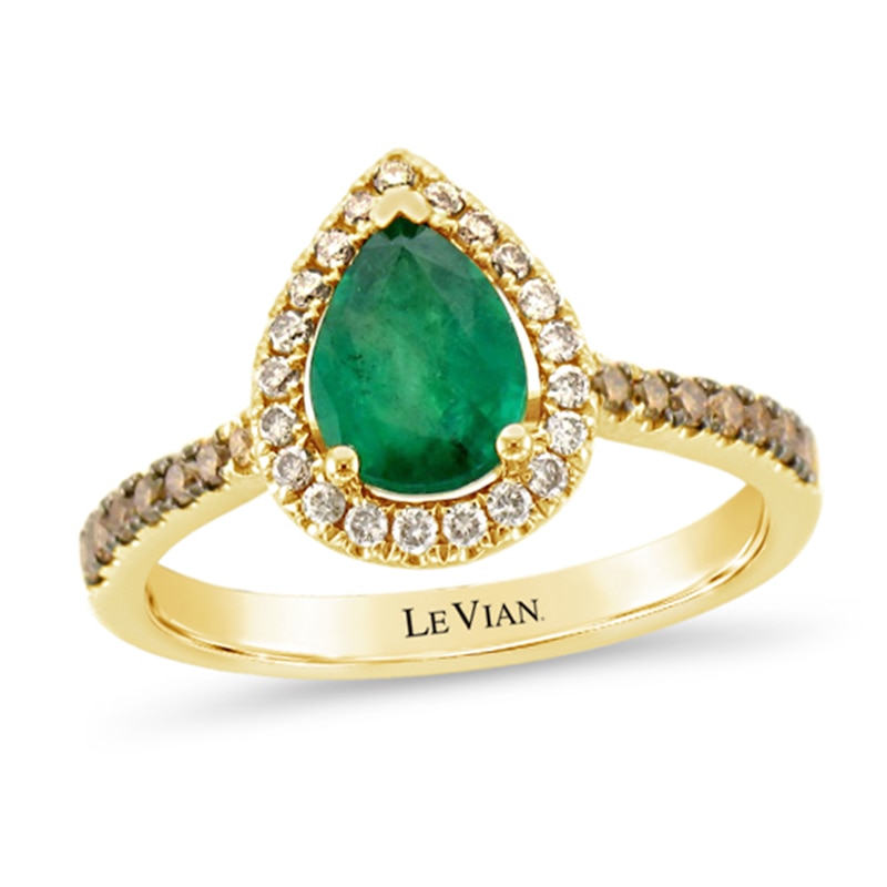 Le Vian Emerald Ring 1/3 ct tw Diamonds Honey Gold Plated