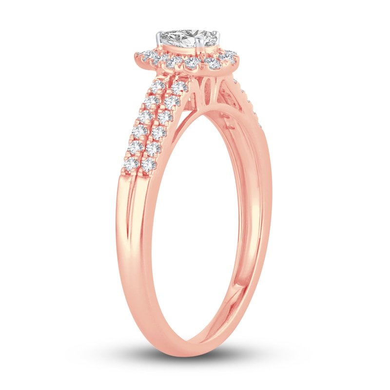 Diamond Engagement Ring 3/8 ct tw Pear & Round Rose Gold Plated