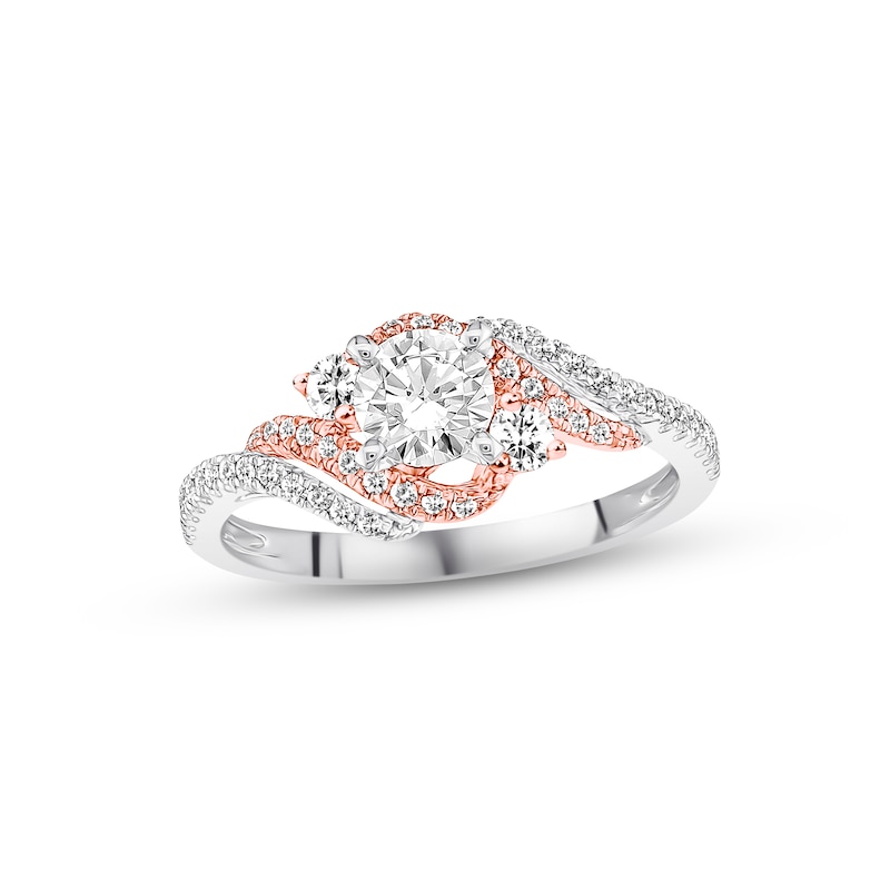 Diamond Engagement Ring 3/4 ct tw Round-cut Two-Tone Gold Plated