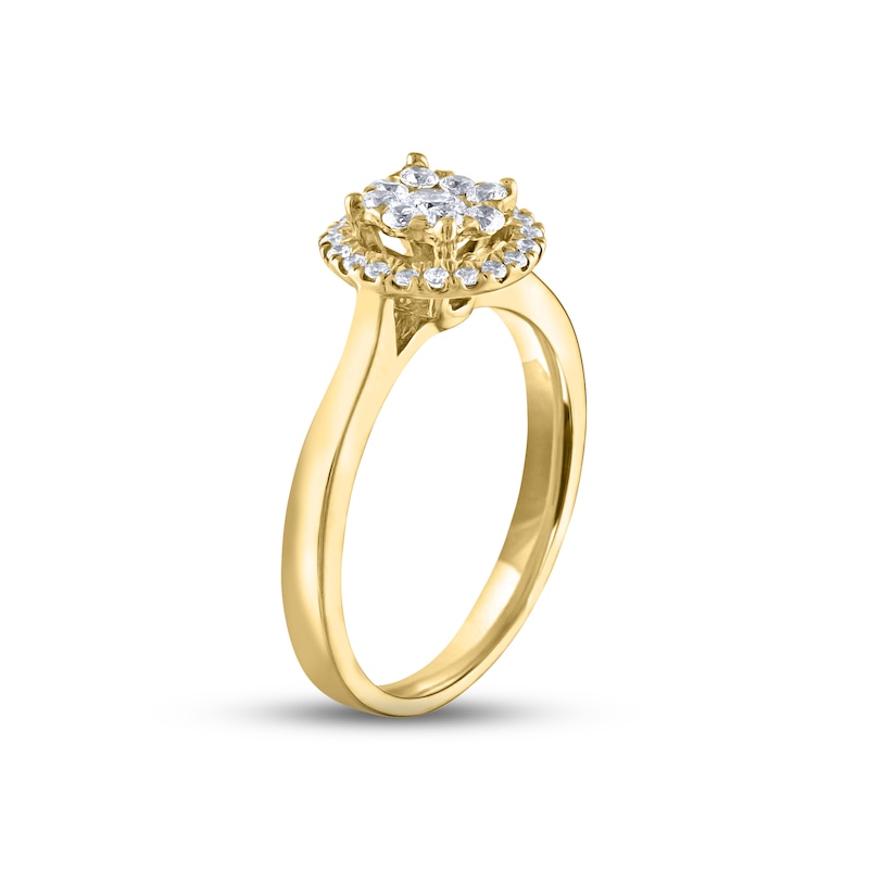 Multi-Diamond Engagement Ring 3/8 ct tw Round-cut Yellow Gold Plated