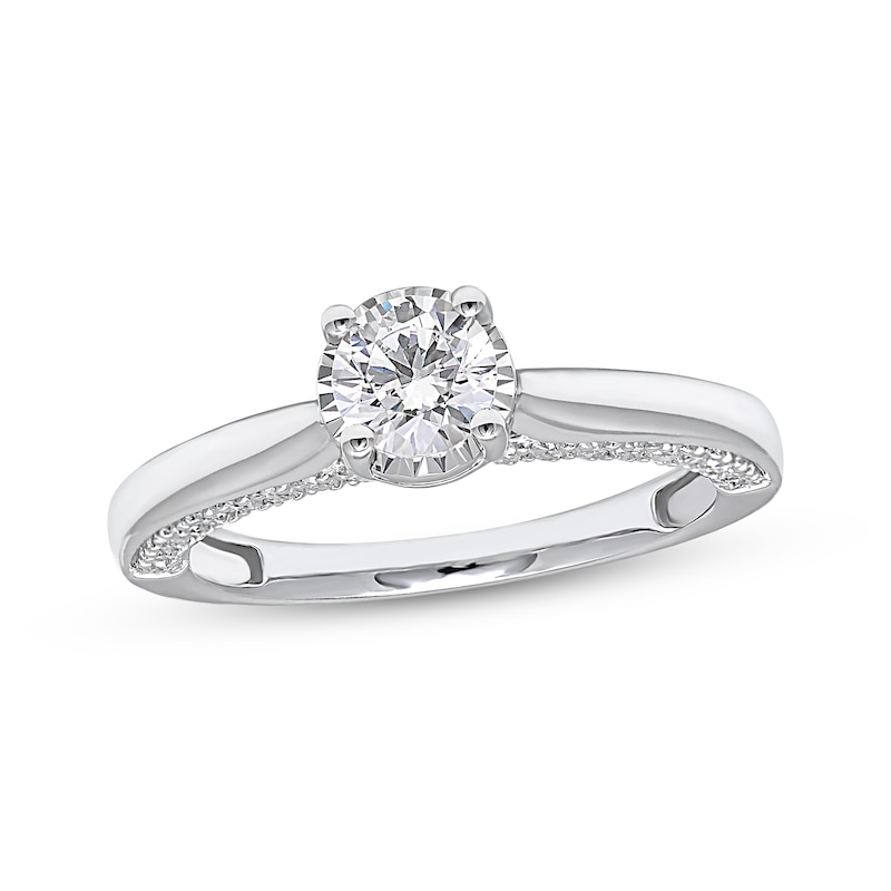 Diamond Solitaire Engagement Ring 1 ct tw Round-cut White Gold Plated