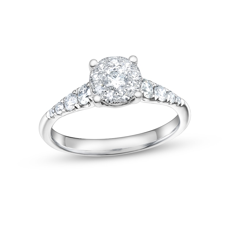 Diamond Engagement Ring 5/8 ct tw White Gold Plated
