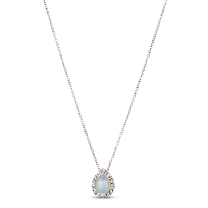 Le Vian Opal & Diamond Necklace 1/8 ct tw Vanilla Gold Plated 18"