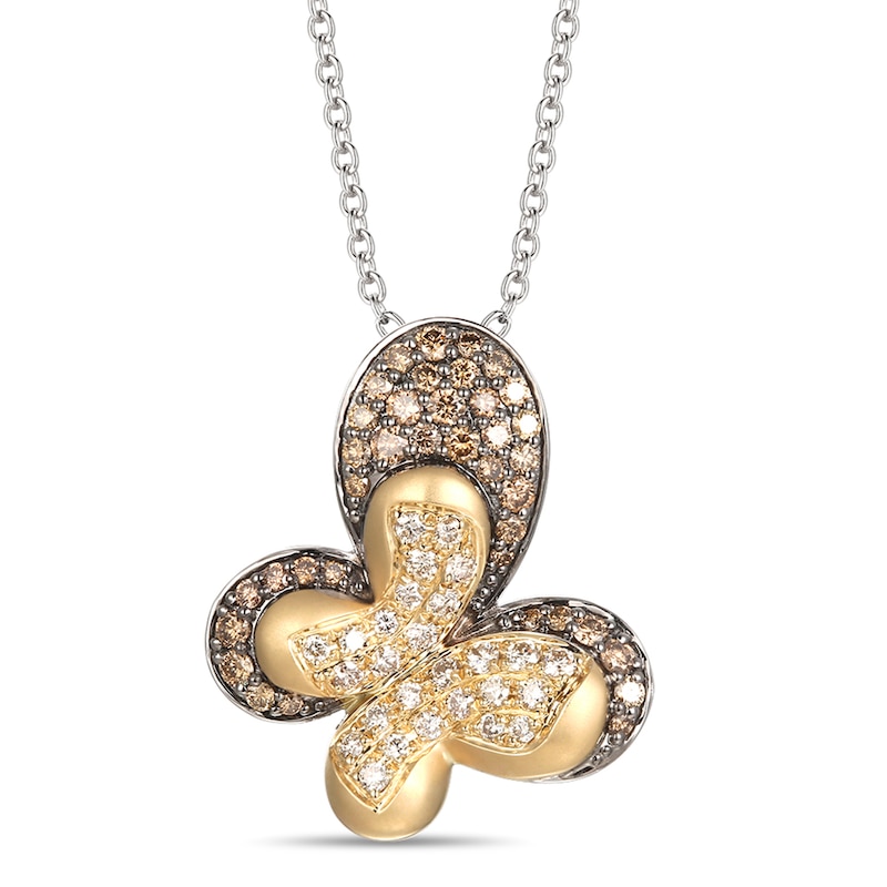 Le Vian Butterfly Necklace 7/8 ct tw Diamonds Two-Tone Gold Plated 18"