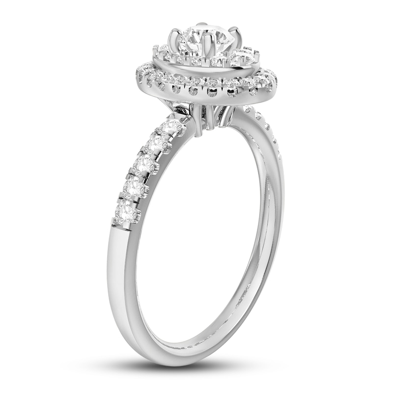 Diamond Engagement Ring 3/4 ct tw Round-cut White Gold Plated