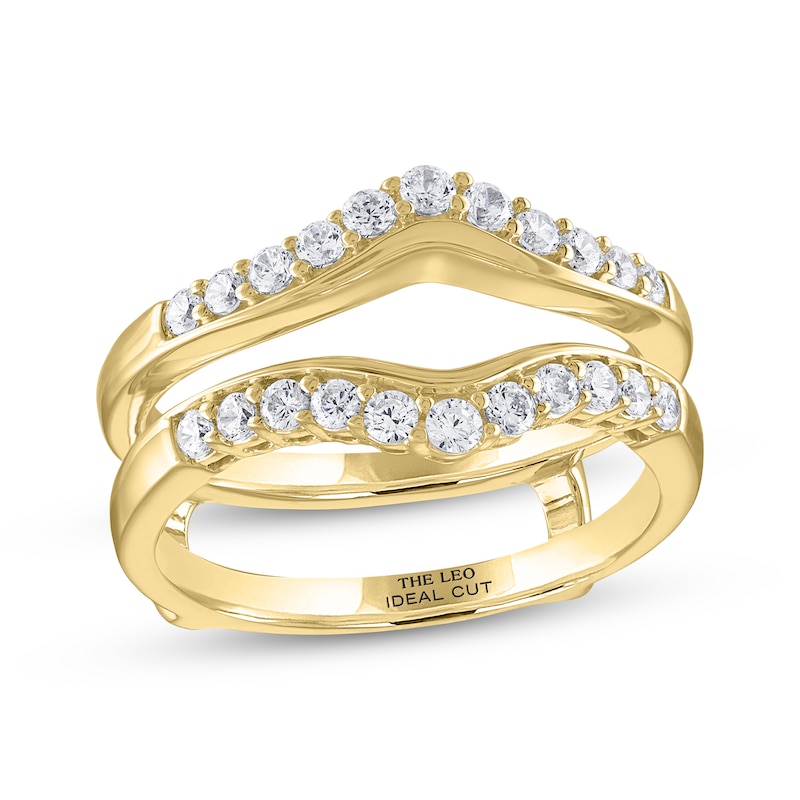 THE LEO Ideal Cut Diamond Enhancer Ring 1/2 ct tw Yellow Gold Plated