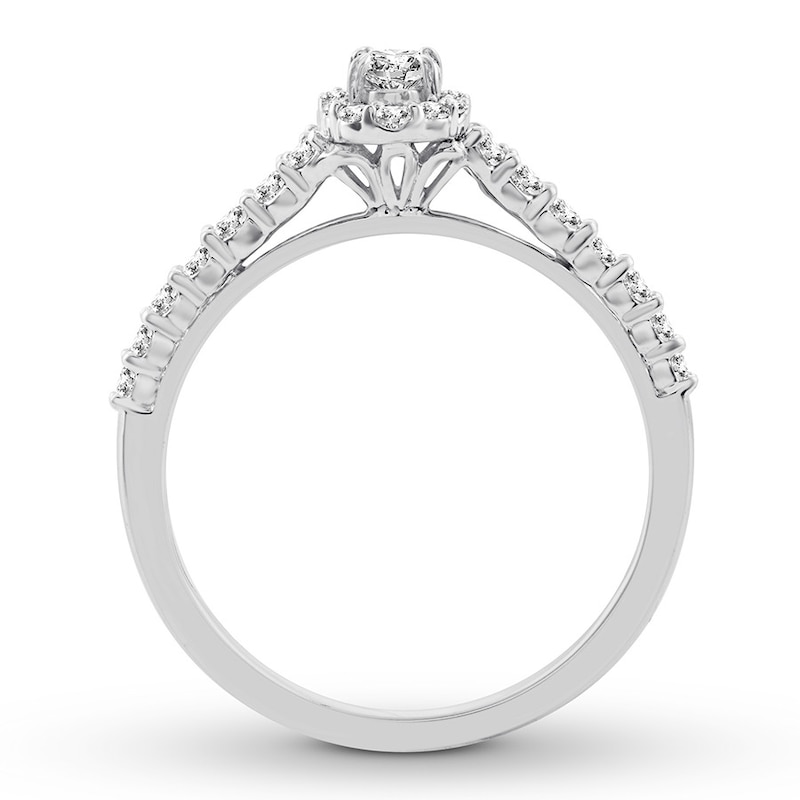 Diamond Engagement Ring 1/2 ct tw Oval/Round White Gold Plated