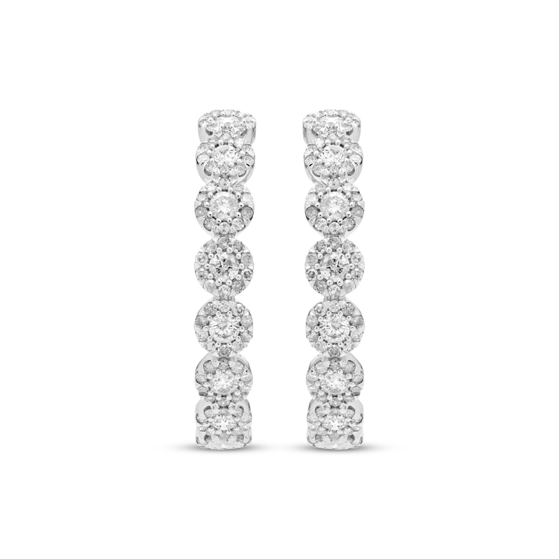 Diamond Scalloped Halo Inside-Out Hoop Earrings 3 ct tw White Gold Plated