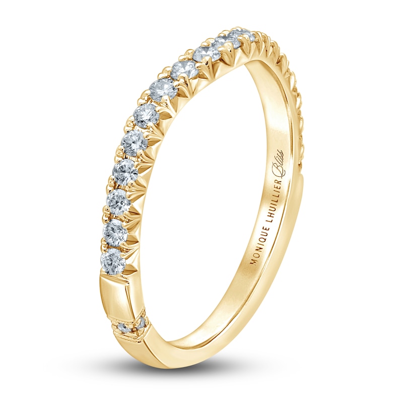 Monique Lhuillier Bliss Diamond Contour Wedding Band 1/3 ct tw Round-cut Yellow Gold Plated