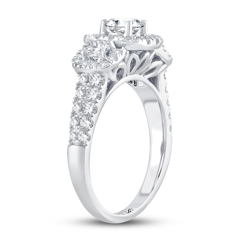 Diamond Engagement Ring 1-1/2 ct tw Round-cut White Gold Plated