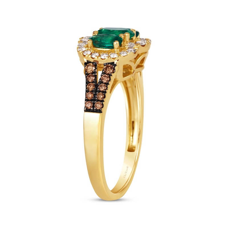 Le Vian Emerald Three-Stone Ring 3/8 ct tw Diamonds Honey Gold Plated