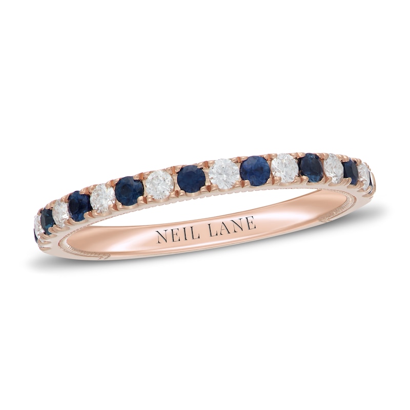 Neil Lane Blue Sapphire & Diamond Anniversary Ring 1/5 ct tw Rose Gold Plated