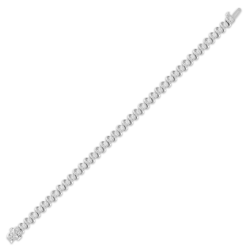 Diamond S-Link Bracelet 2 ct tw White Gold Plated 7"
