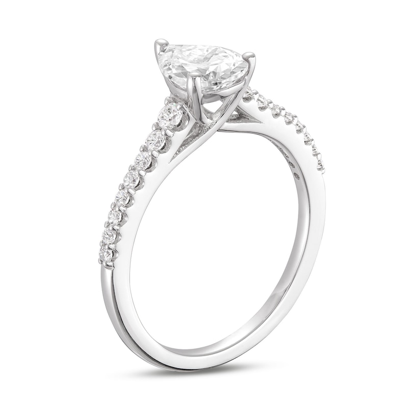 Lab-Created Diamonds by Pear-Shaped Engagement Ring 1-1/5 ct tw White Gold Plated