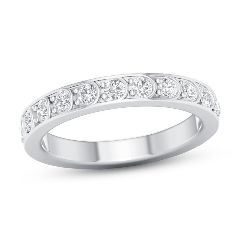 Diamond Anniversary Ring 1/2 ct tw White Gold Plated