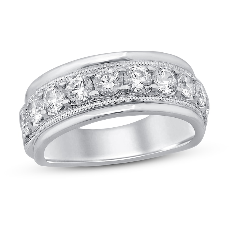 Men's Diamond Wedding Band 2 ct tw Round-cut White Gold Plated