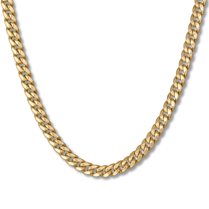 Curb Link Hollow Chain Yellow Gold Plated 22"