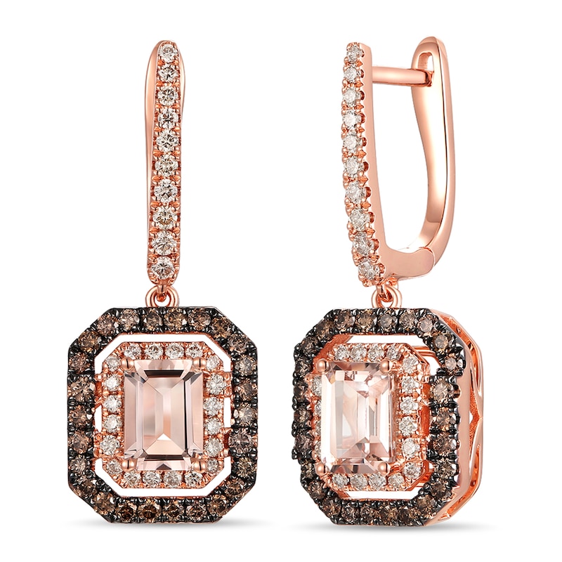 Le Vian Morganite Dangle Earrings 1-1/5 ct tw Diamonds Strawberry Gold Plated
