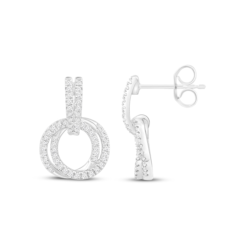 Diamond Door Knocker Earrings 1/2 ct tw Round-cut White Gold Plated