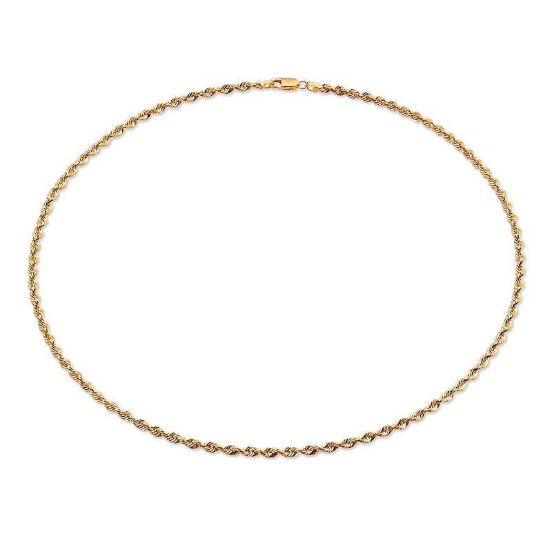Solid Rope Chain Necklace Yellow Gold Plated 24"