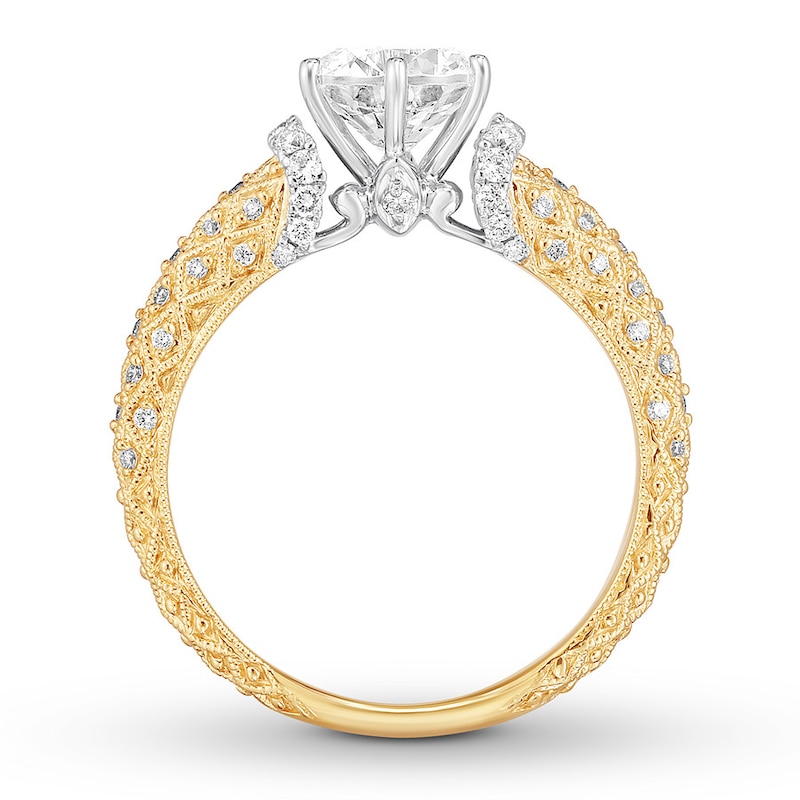 Diamond Engagement Ring 1-1/4 ct tw Round-cut Two-Tone Gold Plated