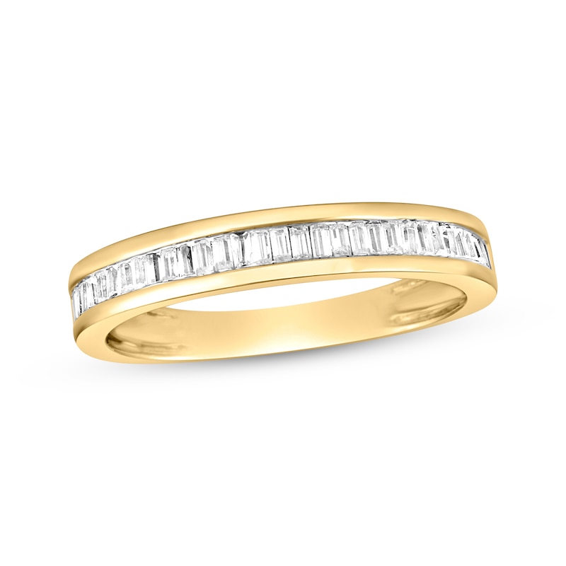 Men’s Baguette-Cut Diamond Wedding Band 1/2 ct tw Yellow Gold Plated