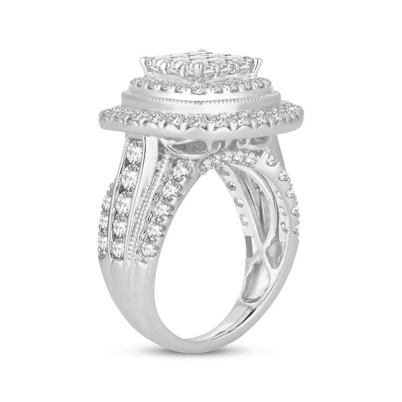 Princess-Cut Multi-Diamond Center Engagement Ring 3 ct tw White Gold Plated