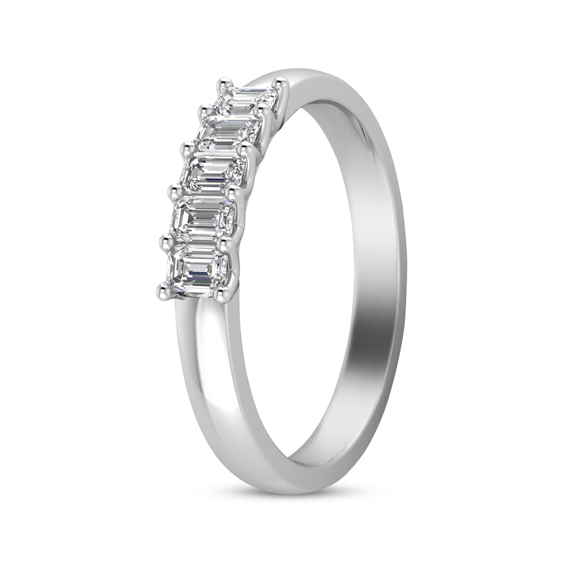 Emerald-Cut Diamond Anniversary Band 1/2 ct tw White Gold Plated