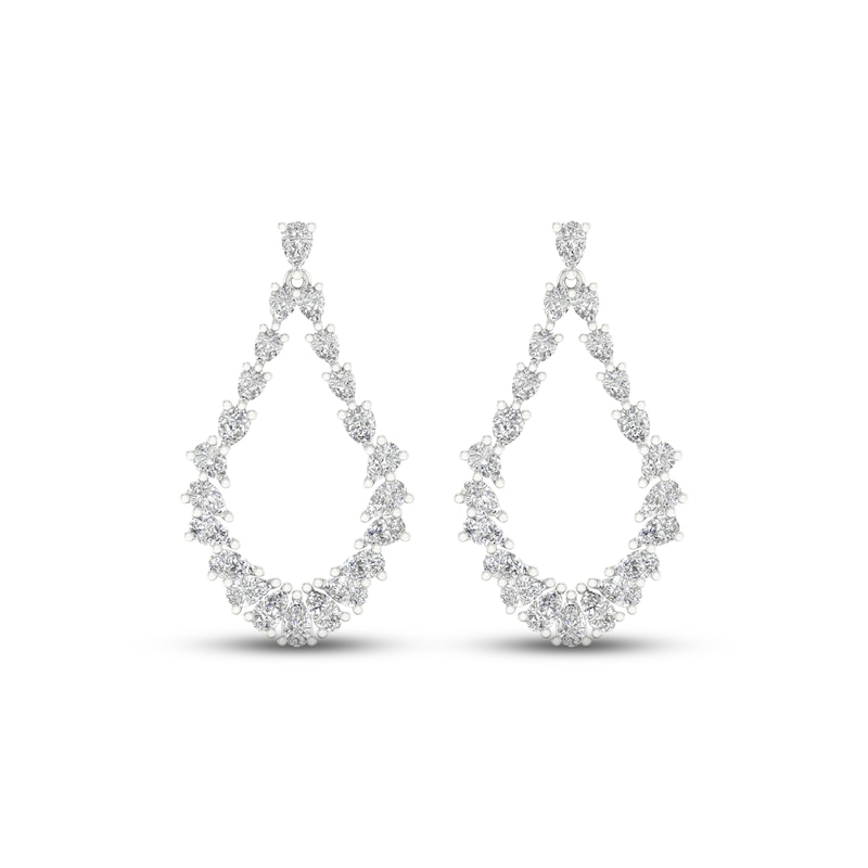 Diamond Teardrop Dangle Earrings 2-1/2 ct tw Pear-Shaped White Gold Plated