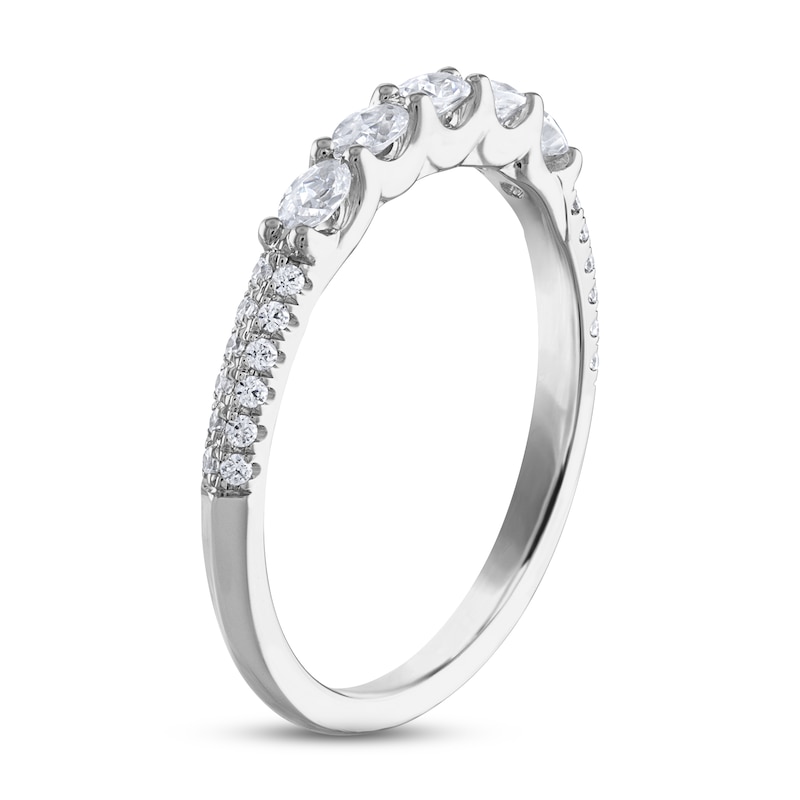 Diamond Anniversary Ring 5/8 ct tw Oval & Round-cut White Gold Plated