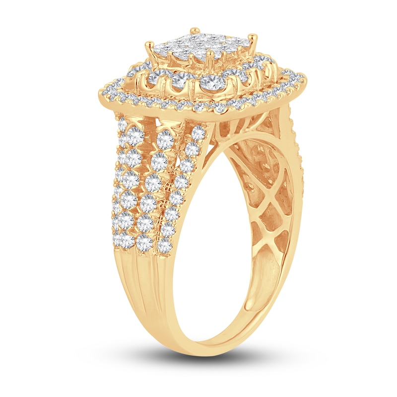 Diamond Engagement Ring 1-7/8 ct tw Princess & Round-Cut Yellow Gold Plated