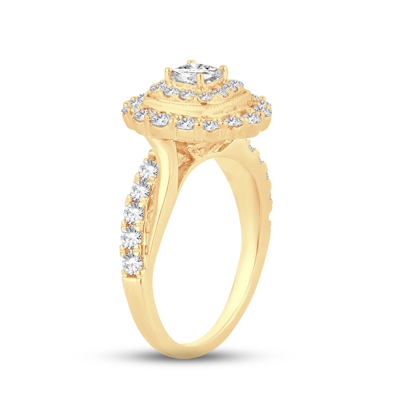 Diamond Engagement Ring 1-1/3 ct tw Princess & Round-cut Yellow Gold Plated
