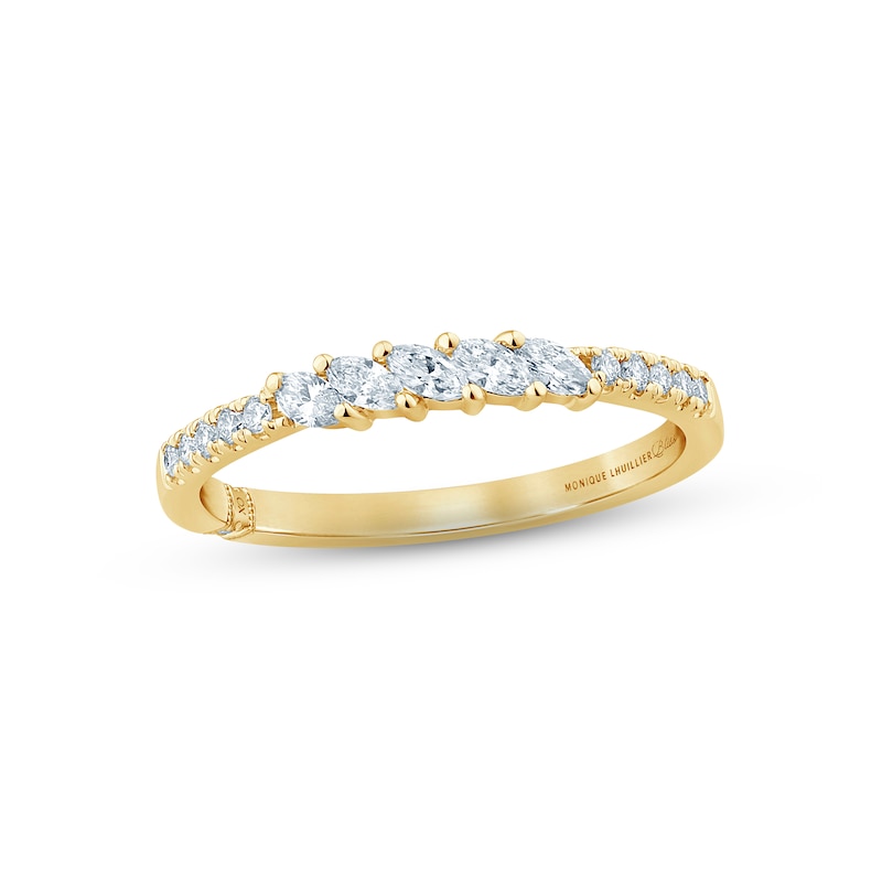 Monique Lhuillier Bliss Diamond Anniversary Band 1/4 ct tw Marquise & Round-cut Yellow Gold Plated