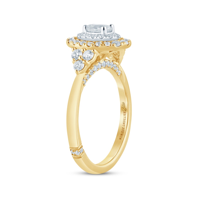 Monique Lhuillier Bliss Oval-Cut Diamond Double Halo Engagement Ring 1 ct tw Two-Tone Gold Plated