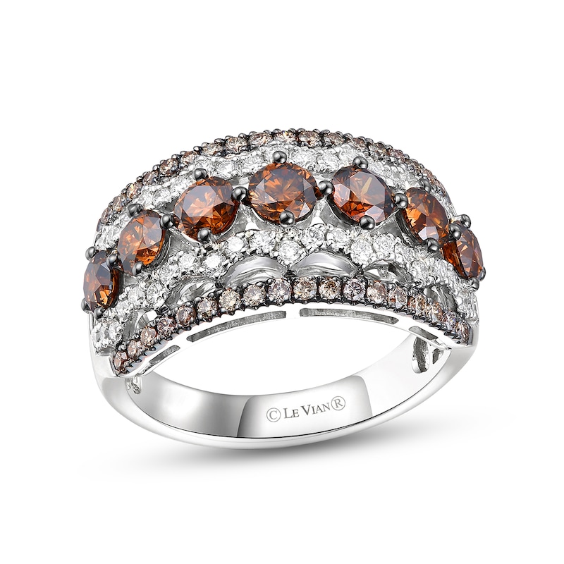 Le Vian Diamond Ring 1-7/8 ct tw Round-cut Vanilla Gold Plated