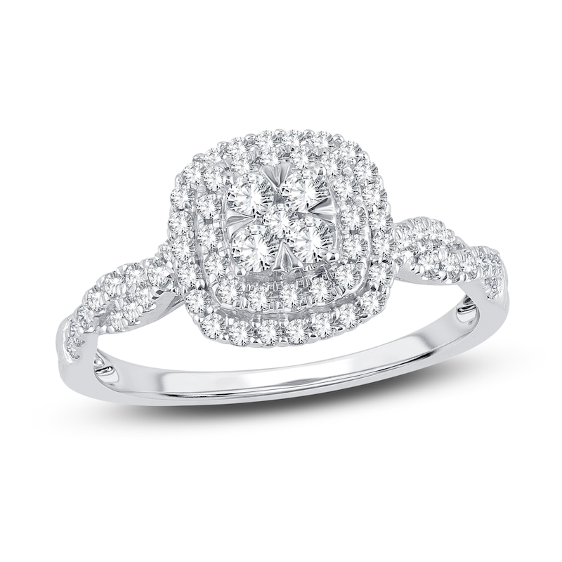 Diamond Engagement Ring 1/2 ct tw Round-cut White Gold Plated