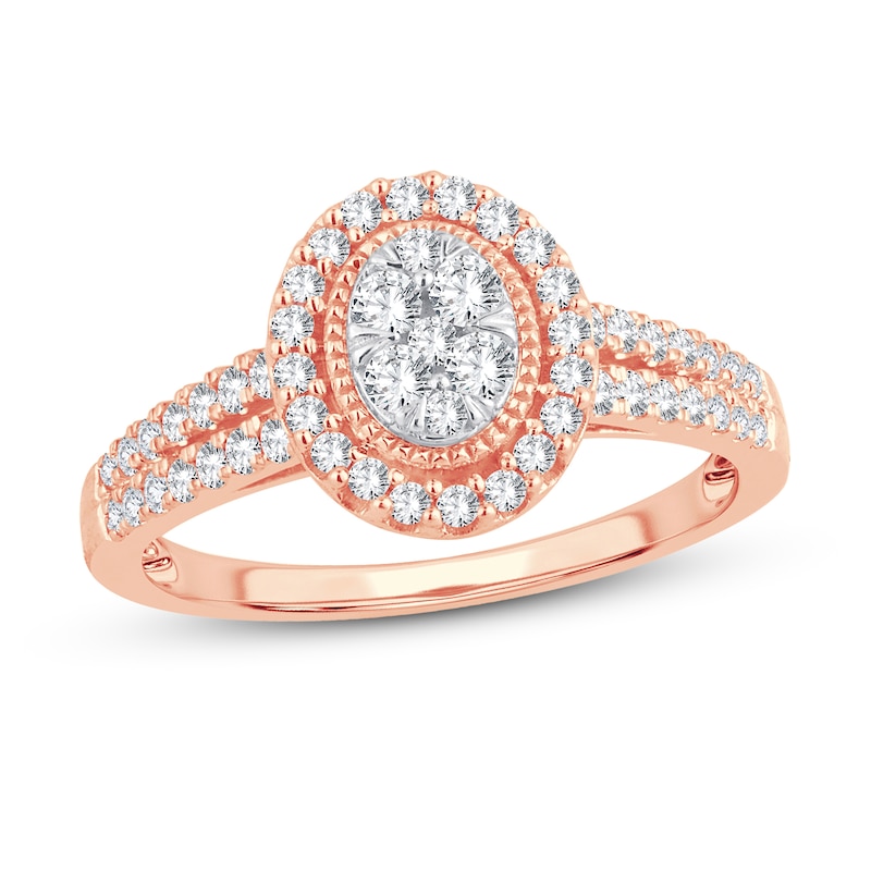 Multi-Diamond Engagement Ring 1/2 ct tw Round-cut Rose Gold Plated